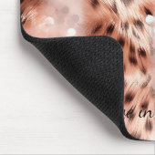 ピンクスタイリッシュガーリーローズ金ゴールドレオパード・グリッツ マウスパッド (コーナー)