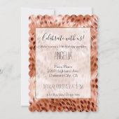 ピンクスタイリッシュガーリーローズ金ゴールドレオパード・グリッツ 招待状 (正面)