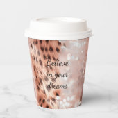 ピンクスタイリッシュガーリーローズ金ゴールドレオパード・グリッツ 紙コップ (正面)
