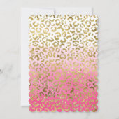 ピンクスタイリッシュガーリー金ゴールドホワイトヒョウ 招待状 (裏面)