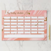 ピンクスタイリッシュガーリー金ゴールド大理石学校スケジュール ペーパーパッド (インサイチュ)