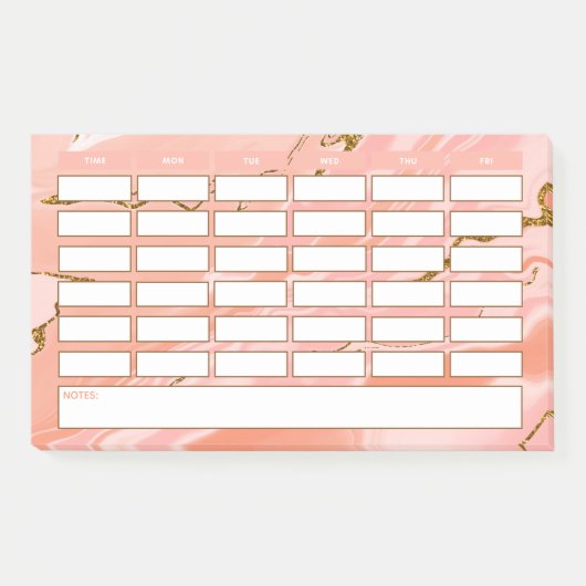 ピンクスタイリッシュガーリー金ゴールド学校スケジュール ポストイット (正面)