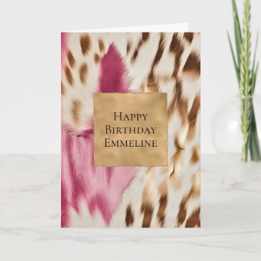 ピンクスタイリッシュクガーリーホワイト金ゴールドゼブラ カード (正面)