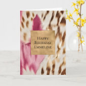 ピンクスタイリッシュクガーリーホワイト金ゴールドゼブラ カード (黄色い花)