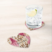 ピンクスタイリッシュクガーリーホワイト金ゴールドゼブラ ペーパーコースター (インサイチュ)