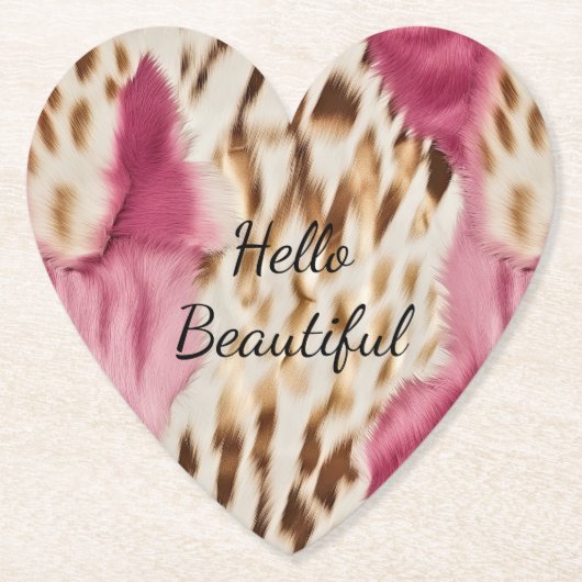 ピンクスタイリッシュクガーリーホワイト金ゴールドゼブラ ペーパーコースター (正面)