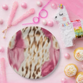 ピンクスタイリッシュクガーリーホワイト金ゴールドゼブラ ペーパープレート (パーティー)