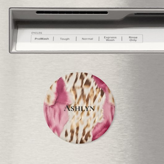 ピンクスタイリッシュクガーリーホワイト金ゴールドゼブラ マグネット (インサイチュ (食洗機))