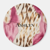 ピンクスタイリッシュクガーリーホワイト金ゴールドゼブラ マグネット (正面)