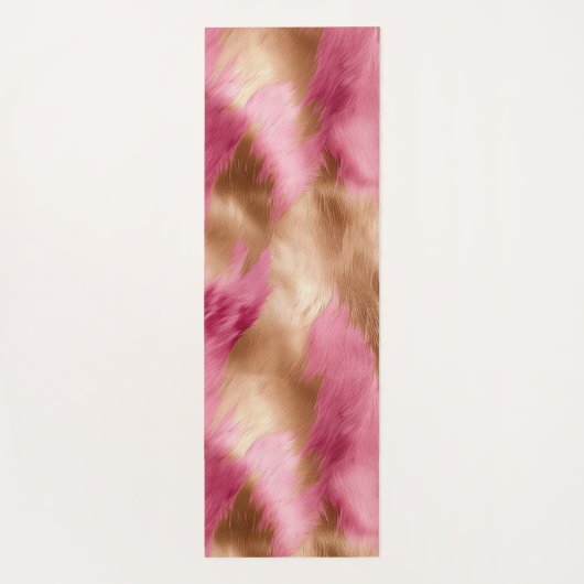 ピンクスタイリッシュクガーリーホワイト金ゴールドゼブラ ヨガマット (裏面)