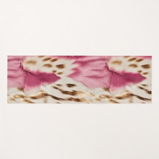 ピンクスタイリッシュクガーリーホワイト金ゴールドゼブラ ヨガマット (正面(横))