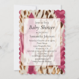 ピンクスタイリッシュクガーリーホワイト金ゴールドゼブラ 招待状