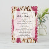 ピンクスタイリッシュクガーリーホワイト金ゴールドゼブラ 招待状 (スタンド正面)