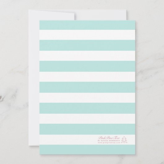 ピンクスタイリッシュクジラハートミントベビーシャワー 招待状 (裏面)