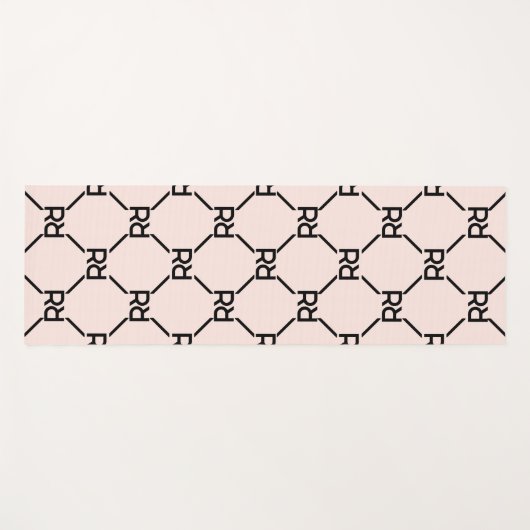 ピンクスタイリッシュクモダンラグジュリーガーリーモノグラムイニシャル ヨガマット (正面(横))