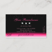 ピンクスタイリッシュク黒スパークルグラデーションダイヤモンドモノグラム 名刺 (裏面)