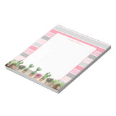 ピンクスタイリッシュグストライプレー、水彩サボテン ノートパッド (回転)