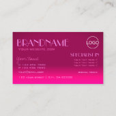 ピンクスタイリッシュグラデーション鏡フォントクラシックロゴ 名刺 (裏面)