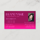 ピンクスタイリッシュグラデーション鏡フォントクラシック写真 名刺 (裏面)