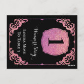 ピンクスタイリッシュグリッターバンコワンテーブルカード ポストカード (裏面)