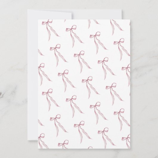 ピンクスタイリッシュコケットボウ21歳の誕生日パーティー 招待状 (裏面)