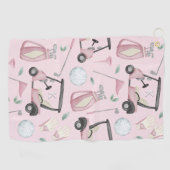 ピンクスタイリッシュゴフェミニンルフデザインカスタムモノグラム ゴルフタオル (横)