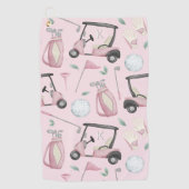 ピンクスタイリッシュゴフェミニンルフデザインカスタムモノグラム ゴルフタオル (正面)