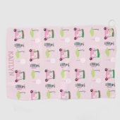 ピンクスタイリッシュゴフェミニンルフデザイン名前をカスタムする ゴルフタオル (横)