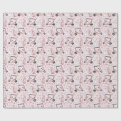 ピンクスタイリッシュゴフェミニンルフデザイン ラッピングペーパー (フラット)