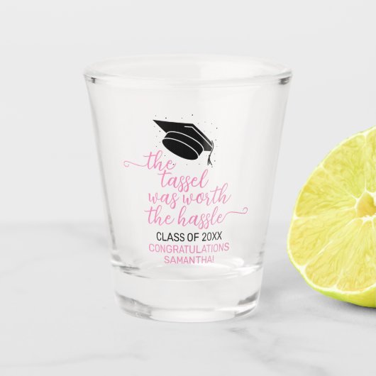 ピンクスタイリッシュザタッセルは面倒な価値があった ショットグラス (正面)