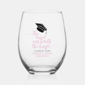 ピンクスタイリッシュザタッセルは面倒な価値があった ステムなしワイングラス (正面)