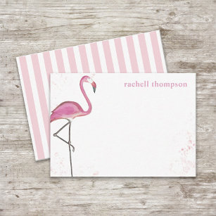 ピンクスタイリッシュシックなフラミシンプルンゴの水色 ノートカード