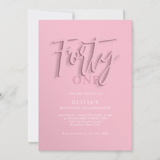 ピンクスタイリッシュスクリプト第440期成人誕生日 招待状 (正面)