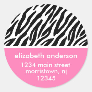 ピンクスタイリッシュゼブラ印刷 ラウンドシール
