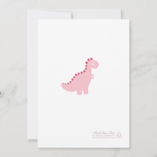 ピンクスタイリッシュディノガールベビーシャワー招待状 招待状 (裏面)