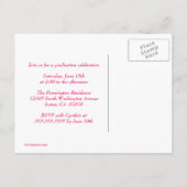 ピンクスタイリッシュトレンディーフローラ卒業発表 案内ポストカード (裏面)