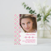 ピンクスタイリッシュトレンディーフローラ卒業発表 案内ポストカード (スタンド正面)