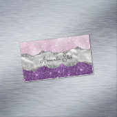 ピンクスタイリッシュパープルキラキラ銀色の名刺 マグネット名刺 (インサイチュ)