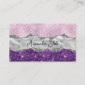 ピンクスタイリッシュパープルキラキラ銀色の名刺 名刺 (正面)