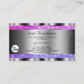 ピンクスタイリッシュパープルグリッタースターとロゴシルバー 名刺 (裏面)