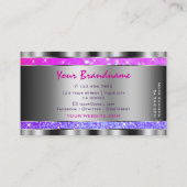 ピンクスタイリッシュパープルグリッタースターズ華美シルバー 名刺 (裏面)