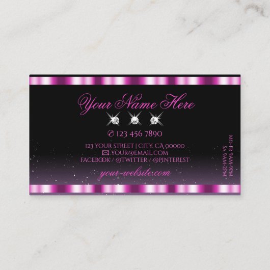 ピンクスタイリッシュパープルブラックスパークルジュエリー 名刺 (裏面)