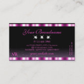 ピンクスタイリッシュパープルブラックスパークルジュエルズモノグラム 名刺 (裏面)
