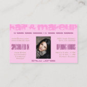 ピンクスタイリッシュヒョウ柄美容師サロン 名刺 (裏面)