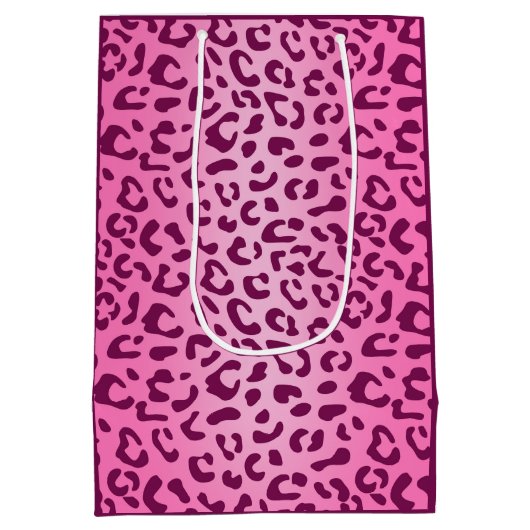 ピンクスタイリッシュヒョウ柄 ミディアムペーパーバッグ (裏面)