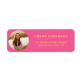 ピンクスタイリッシュフォト卒業差出人住所 ラベル (正面)