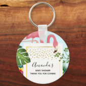 ピンクスタイリッシュフラミンゴ赤ちゃんシャワー キーホルダー (正面)