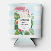 ピンクスタイリッシュフラミンゴ赤ちゃんシャワー 缶クーラー (正面)