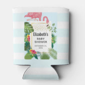 ピンクスタイリッシュフラミンゴ赤ちゃんシャワー 缶クーラー (裏面)