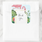 ピンクスタイリッシュフラミンゴ&トロピカル葉サンキュー スクエアシール (バッグ)